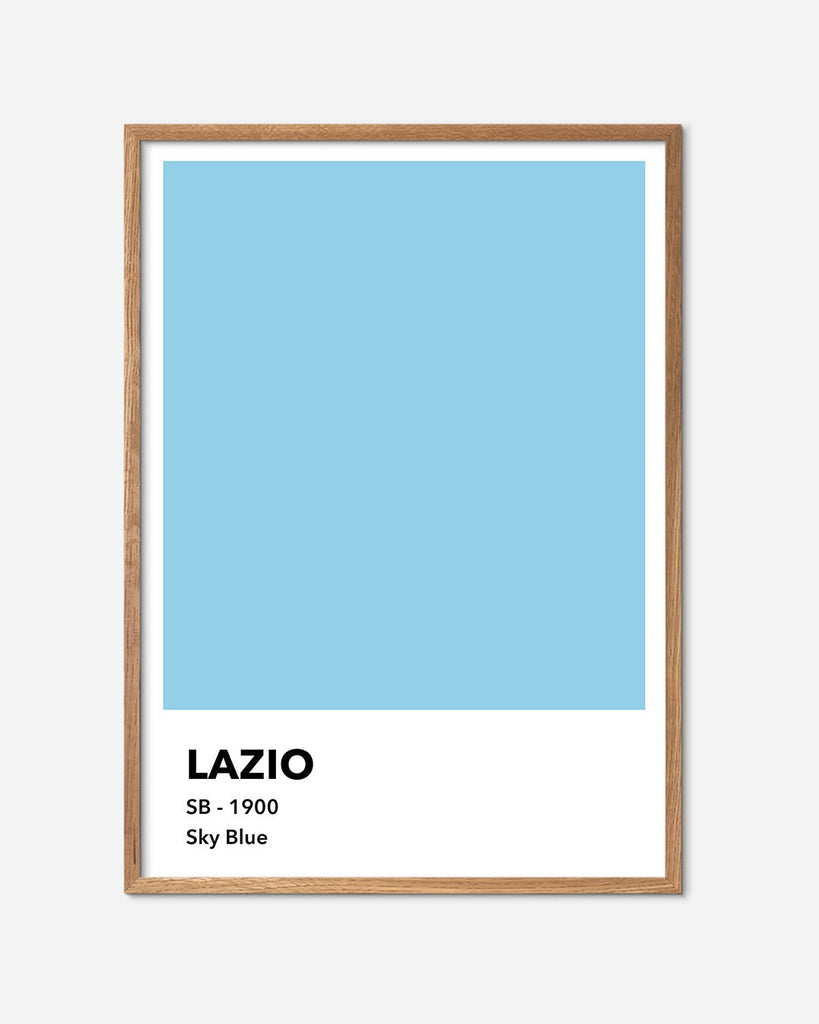 En S.S. Lazio fodbold plakat med deres lyseblå farve fra Colors kollektionen i en egetræsramme - Olé Olé