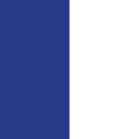 Minimalist plakat med blå og hvid, moderne fodbold kunst, todelt farvefelt