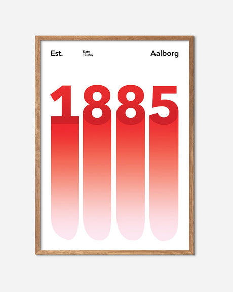 En Aab fodbold plakat med deres etableringsår 1885 fra Established kollektionen i en egetræsramme - Olé Olé