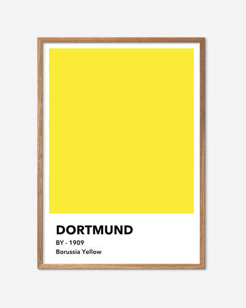 En Borussia Yellow fodbold plakat med deres gule farve fra Colors kollektionen i en egetræsramme - Olé Olé