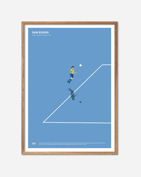 En Brøndby I.F. fodbold plakat med Dan Eggen fra lagersalg i en egetræsramme - Olé Olé