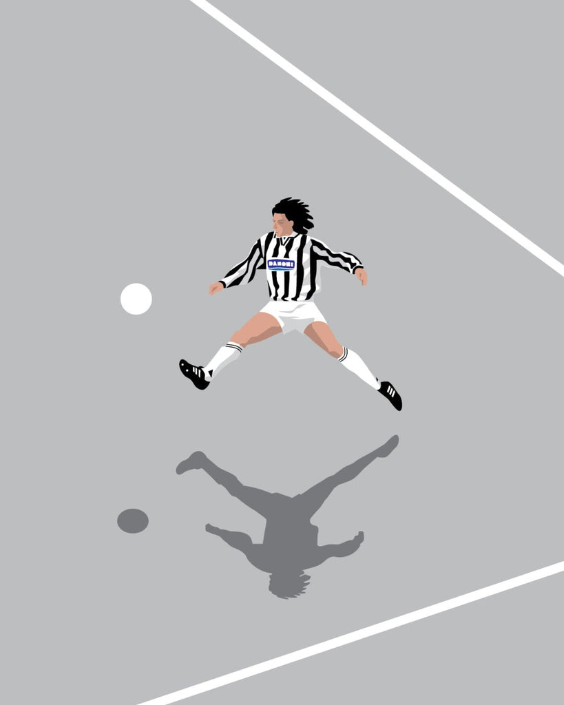 En Juventus F.C. fodbold plakat med Alessandro Del Piero fra lagersalg zoomet ind - Olé Olé