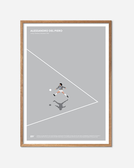 En Juventus F.C. fodbold plakat med Alessandro Del Piero fra lagersalg i en egetræsramme - Olé Olé
