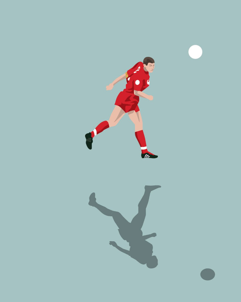 En Liverpool F.C. fodbold plakat med Steven Gerrard fra Great Moments kollektionen zoomet ind - Olé Olé