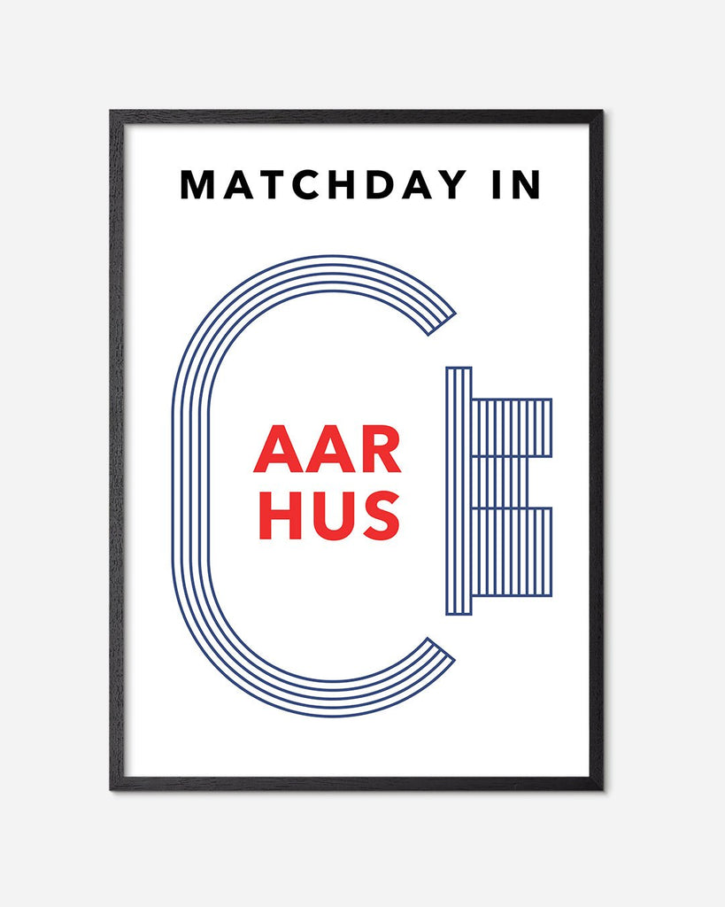 En AGF fodbold plakat med aarhus stadion fra Matchday kollektionen i en sort egetræsramme - Olé Olé