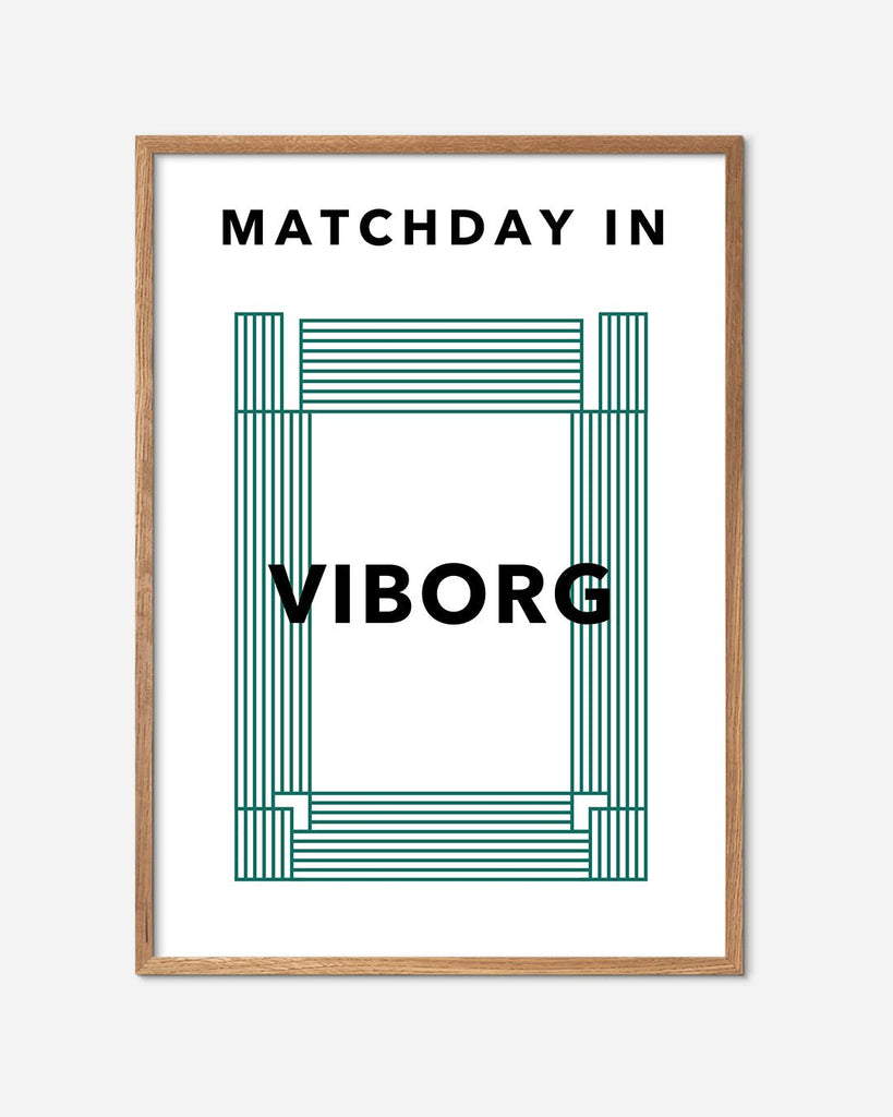 En Viborg F.F. fodbold plakat med Viborg Stadion fra Matchday kollektionen i en egetræsramme - Olé Olé