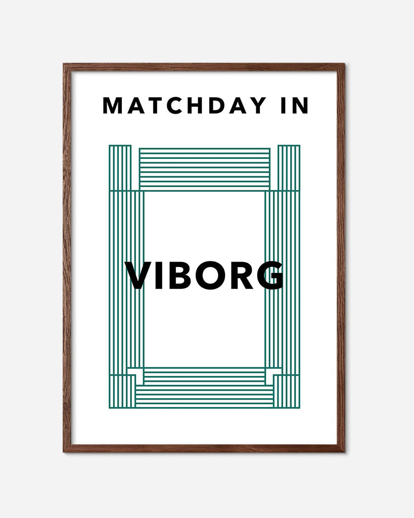 En Viborg F.F. fodbold plakat med Viborg Stadion fra Matchday kollektionen i en mørk egetræsramme - Olé Olé