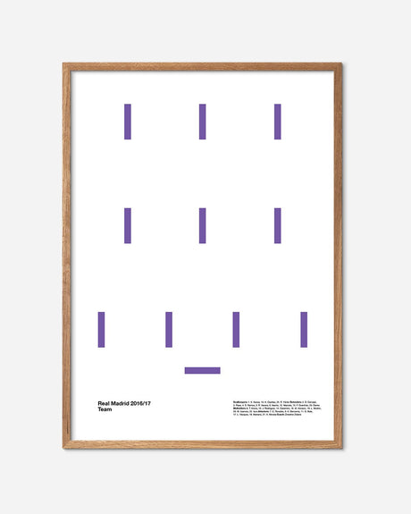 Modern fodbold plakat med abstrakt opstilling for Real Madrid 2016/17, egetræsramme