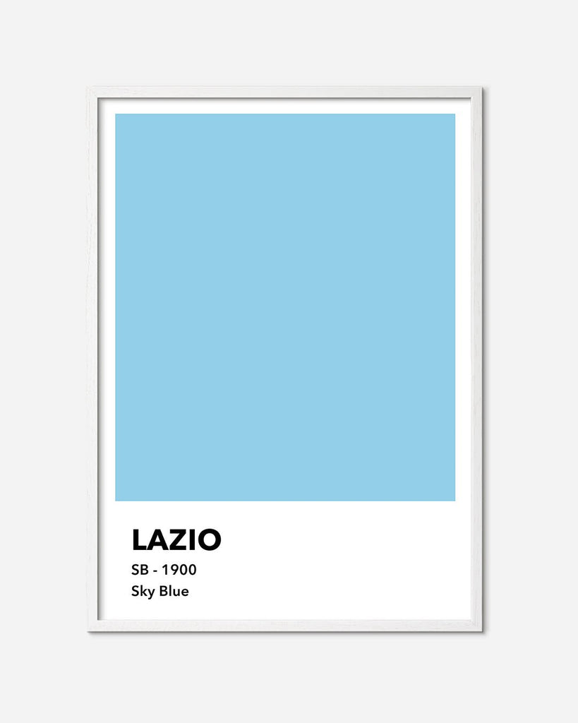 En S.S. Lazio fodbold plakat med deres lyseblå farve fra Colors kollektionen i en hvid egetræsramme - Olé Olé