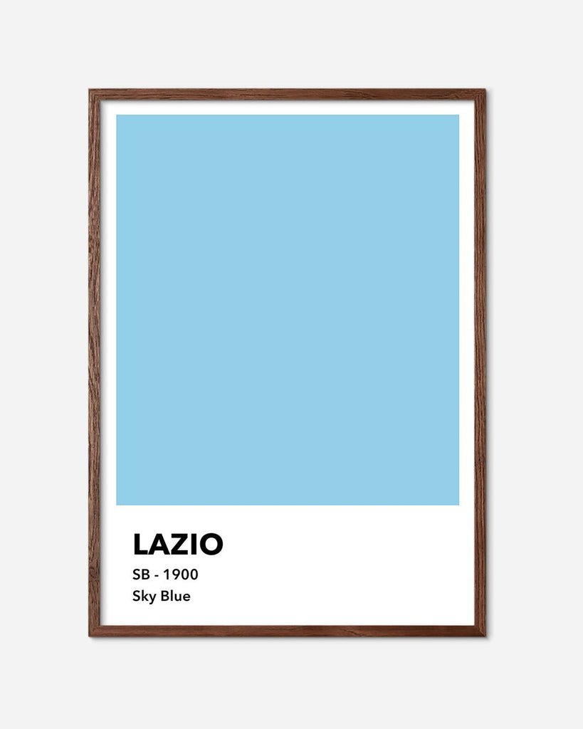 En S.S. Lazio fodbold plakat med deres lyseblå farve fra Colors kollektionen i en mørk egetræsramme - Olé Olé