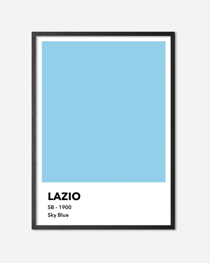 En S.S. Lazio fodbold plakat med deres lyseblå farve fra Colors kollektionen i en sort egetræsramme - Olé Olé
