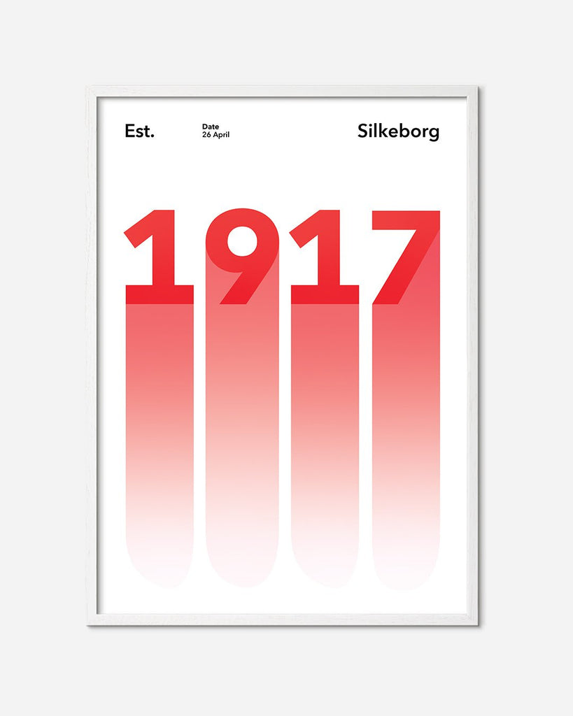 En Silkeborg I.F. fodbold plakat med deres etableringsår 1917 fra Established kollektionen i en hvid egetræsramme - Olé Olé