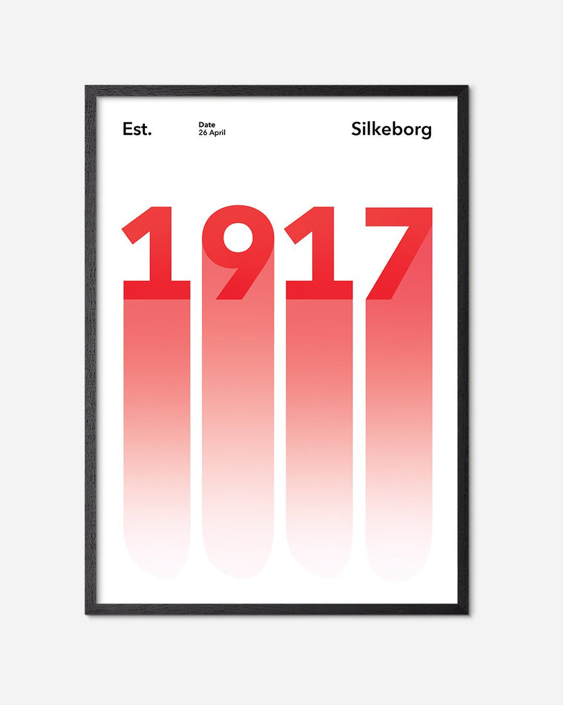 En Silkeborg I.F. fodbold plakat med deres etableringsår 1917 fra Established kollektionen i en sort egetræsramme - Olé Olé