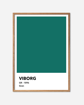 En Viborg F.F. fodbold plakat med deres grønne farve fra Colors kollektionen i en egetræsramme - Olé Olé