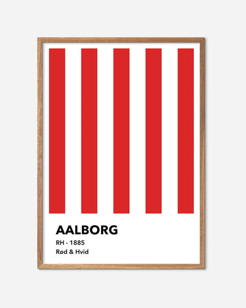 En Aab fodbold plakat med deres røde og hvide striber fra Colors kollektionen i en egetræsramme - Olé Olé
